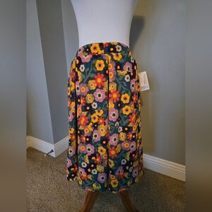 Lularoe Madison Reto Floral A-Line Skirt Large